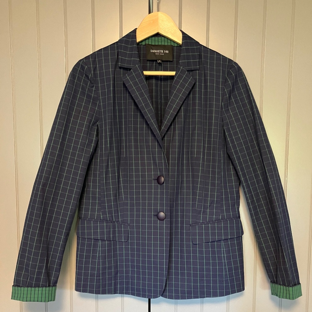 LAFAYETTE 148 Navy plaid blazer
